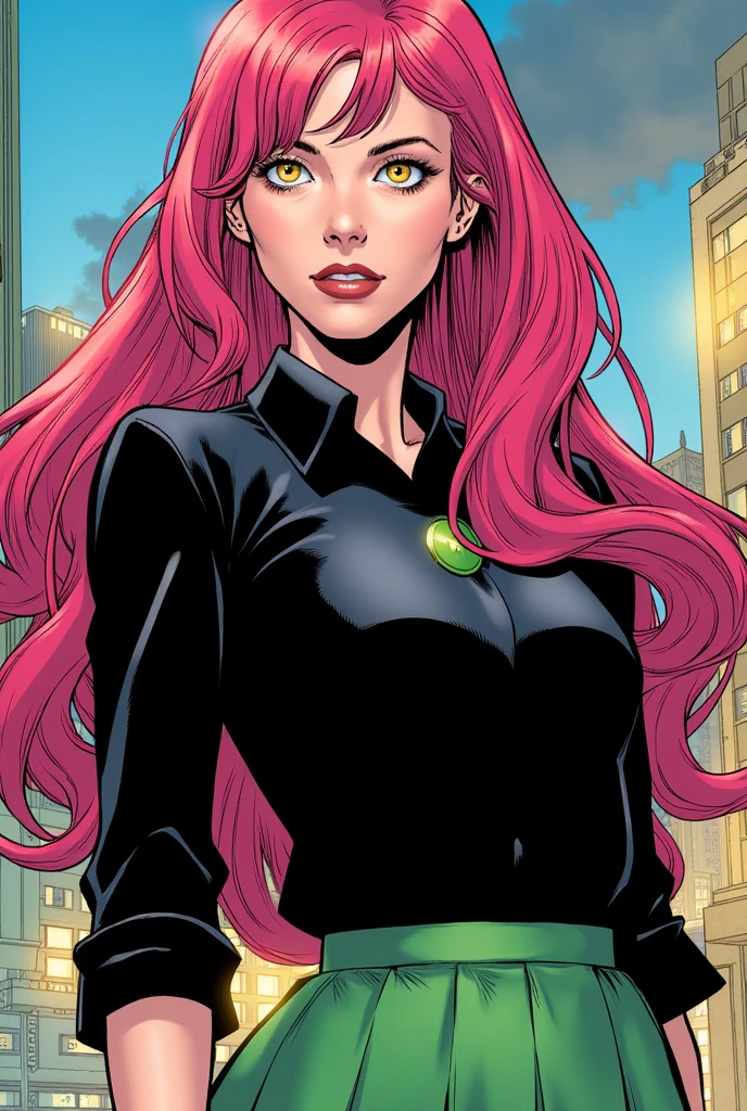 Medusa wears a fishnet dress