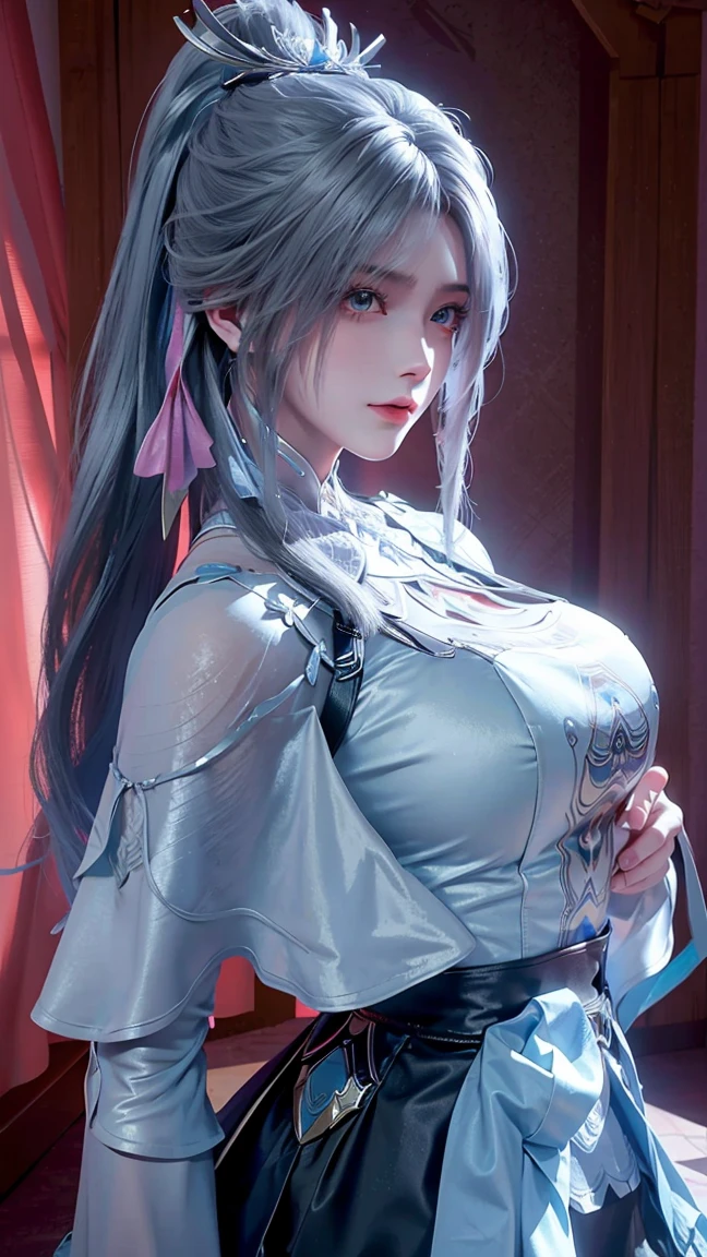 PERFECT MASTERPIECE, EXTREMELY DETAILED CG UNITY 32K UHD QUALITY RESOLUTION WALLPAPER, PHOTOREALISTIC, RAW PHOTO, PERFECT PHOTOGENIC CLARITY, OFFICIAL ART, AWARD-WINNING PORTRAIT, ULTRA HYPER-REALISTIC, ULTRA HYPER-DETAILED, SHINY REALISTIC SKIN, RAY TRACING, UNREAL ENGINE 5.8K, GLOWING AMBIENT LIGHT, The most beautiful and police girl, very long red hair, vibrant moonlight eyes, long detailed eyelashes, blushing, full pouting pink lips, curvy body type, full hips, accentuated super huge enormously gigantic tits, cleavage and underboob showing(wearing a police officer uniform, standing arching her back in a sexy seductive slutty pose:1.3), looking at the viewer, close up pov camera view, sexy seductive slutty facial expression, police department background