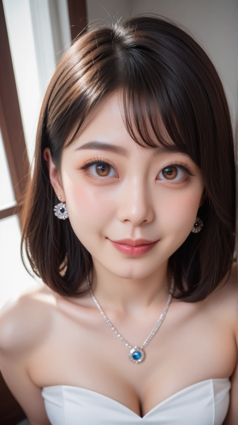 Middle-aged women:1.5、50 years old:1.8、Random Pause、Random Hairstyles、Simple background of blue sky、Best image quality、Ultra-realistic, 最high quality, high quality, High resolution, high qualityな質感, Big Breasts、A dress with a wide open chest、Lace Outfit、Woman in lingerie、Mature Woman、Perfect hands、Chubby woman、Plump woman、Upward glance