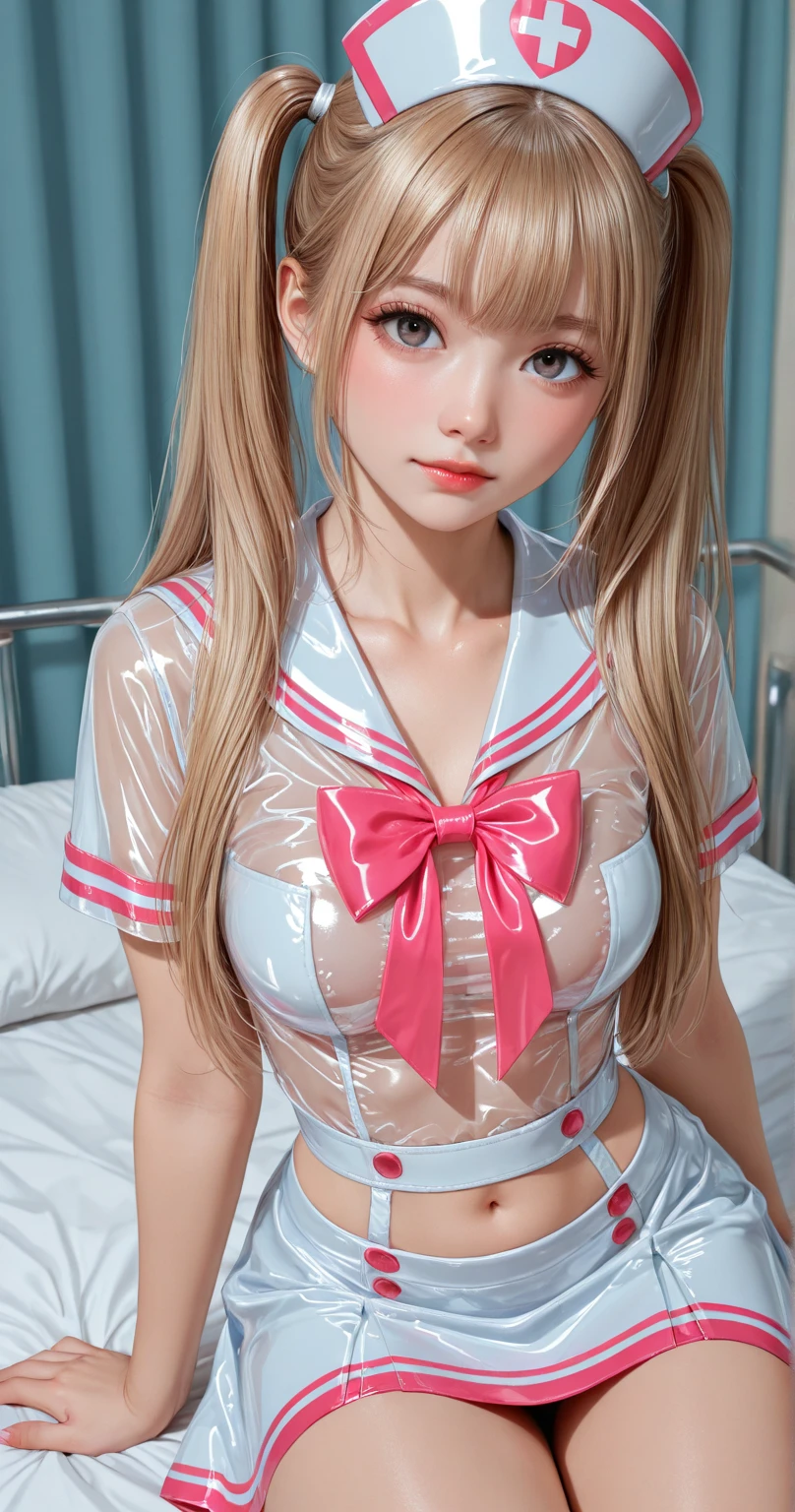absurdres, (masterpiece, best quality), (ultra-detailed), extremely detailed,super high resolution, (Top Quality photorealistic Illustration), (Super Definition), (best quality,masterpiece:1.0),(cute illustration:1.3), (high Saturation:1.2), highres, ultra-detailed, 32k,8k resolution, intricate details, cinematic scene, detailed background, Soar (High chroma),(Sparkling),bathroom,
BREAK (1 girl) Uniforms、bright expression、poneyTail、Young shiny shiny white shiny skin、Best Looks、Natural blonde hair with dazzling highlights、shiny light hair,、Super long silky straight hair、Beautiful bangs that shine、Double eyelids、eye liner、Glowing crystal clear attractive big blue eyes、Very beautiful nice cute 14 year old Nordic girl、Lush bust,(round face:1.6), (kawaii:1.6), (cute:1.6), Beautiful and delicate eyes, Delicate and beautiful face, Facial accents, Perfect figure,(open Uniforms:1.6),(flat chest:1.6), (show off nipples:1.6), (exposing bare breasts:1.3), (exposed chest:1.3), (no bra:1.3), (small nipples:1.2), (small areolas:1.2),