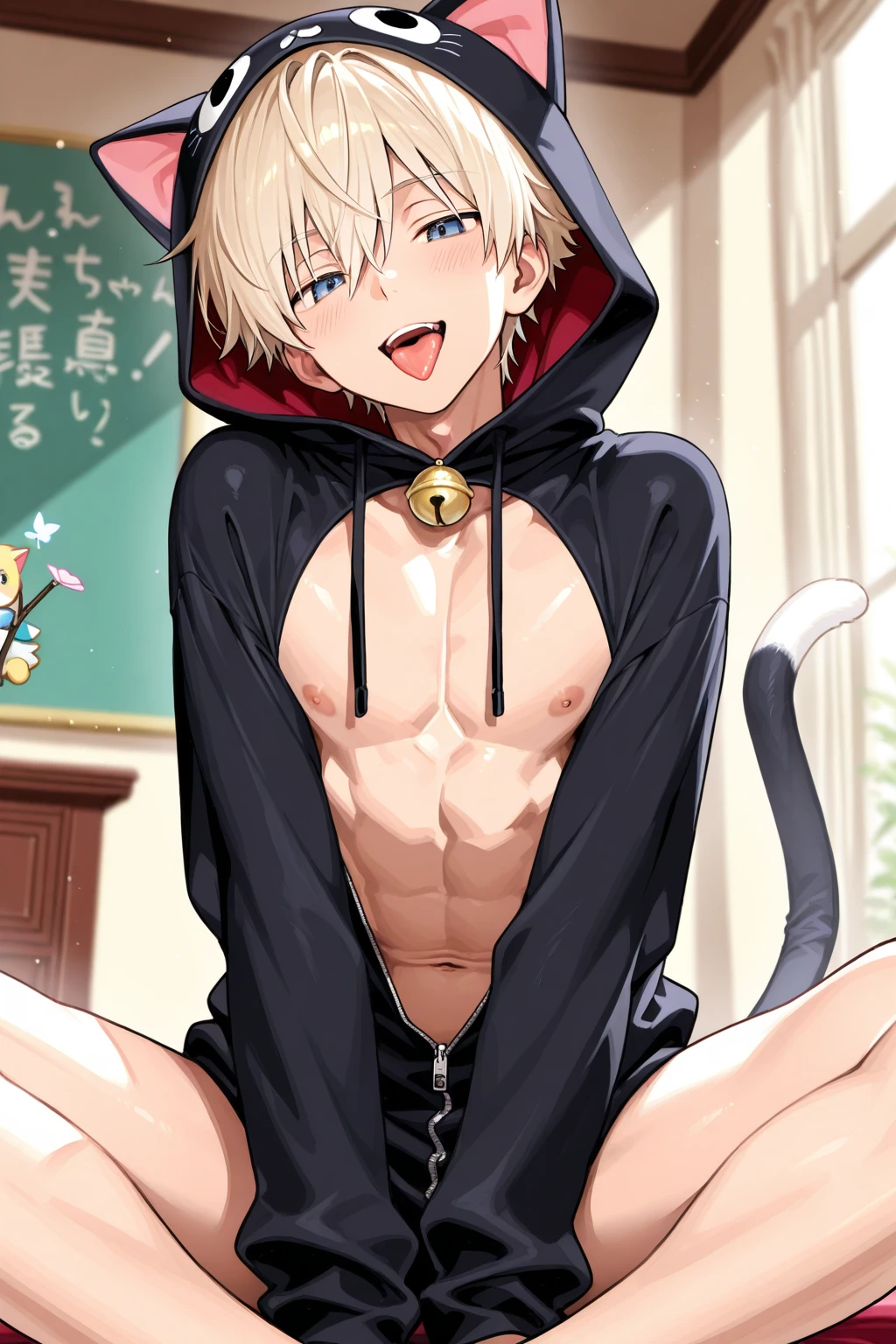 boy, small black , black skin, brown, with curly yellow hair, curly blondes and an innocent look;  boy , lion ears, Lion's tail, slim