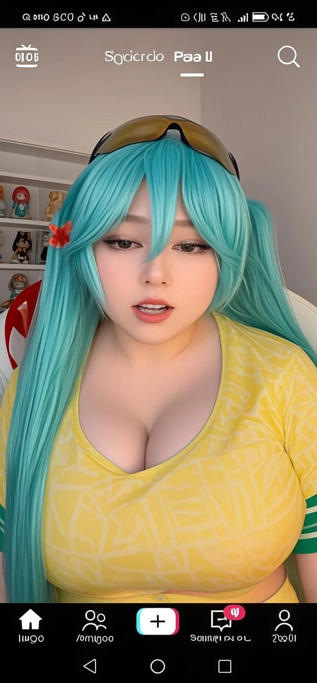 One Woman、Braided twin tails、Huge breasts、(Huge breasts:1.8)、Glasses、blue eyes、Green Hair、close your eyes, Tears in the eyes、Open your mouth, What saliva leaves behind, Wet skirt hem, Spreading her pussy with her fingers,Spread the vaginal opening with your fingers and show it,Spreading her vagina with her fingers,Spreading her vagina with her fingers