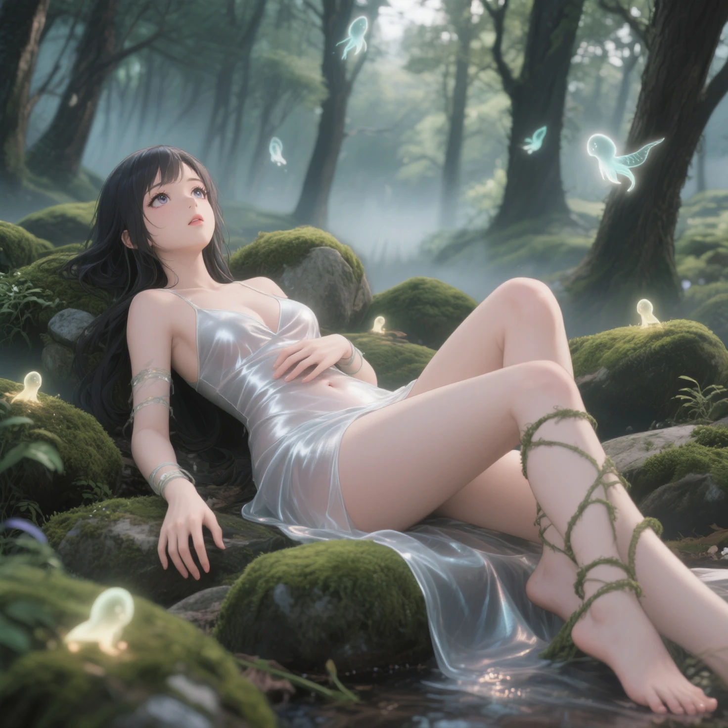 beautiful girl,Soaking in a bathtub filled with semen,The surrounding area was filled with dicks that released semen into the penis.