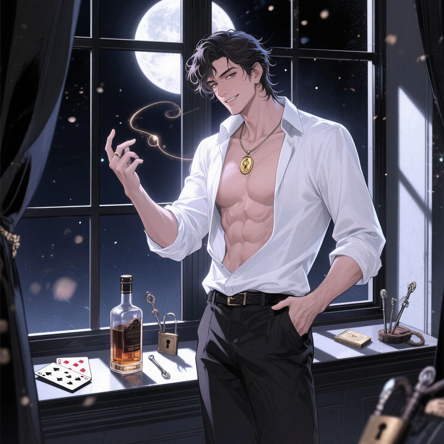 (selfie) of handsome young man looking down, naked torso, full length portrait, low camera angle, bottom view, bottom view, hands on either side of the photographer, deep shadows, darkness (transparency) (moonlight: 1.3), award-winning POV , intricate, detailed, stunning, fine details, highly detailed face, sensual, evocative, extremely detailed eyes and face, piercing gaze, tousled hair, wearing asmall tiny black g-string, small bulge, male, iridescent skin,t perfect center, nikon d850 film, lens, porter 400 1.6, rich colors , ultra-realistic texture, spectacular, bright, popular in station art: zinc up to 800 (facial transparency: 1.5), anatomical masterpiece, window light, hair texture, wet hair (wet hair), hanging), model style ( highly detailed CG wallpaper Unity 8k), popular on ArtStation, popular on CGSociety, Intricate, High Detail, Sharp focus, dramatic, photorealistic painting by Midjourney