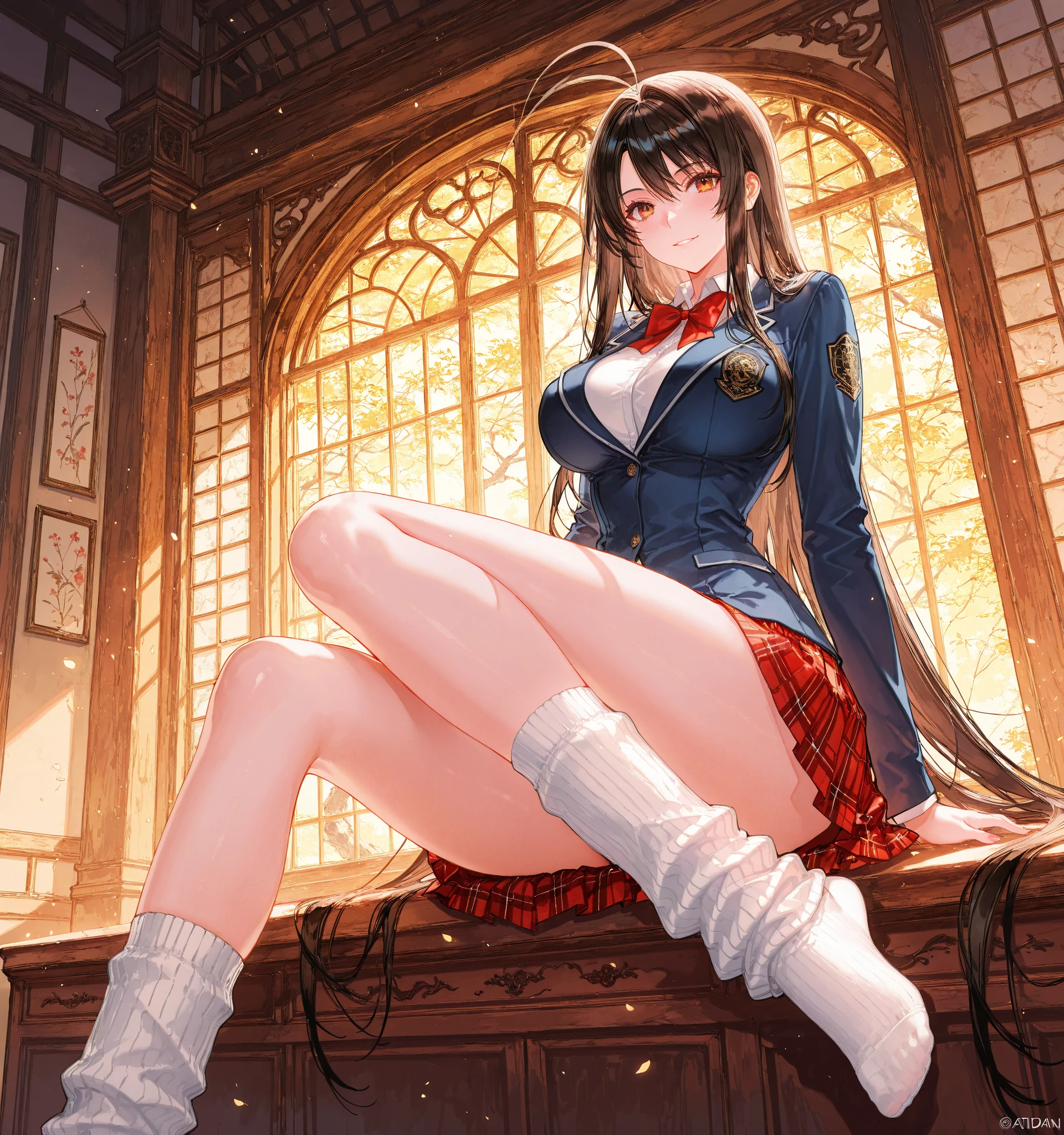 Japanese anime style. coquettish woman. Army officer. mini skirt. Whole body. Stand and spread your legs. from below. --auto --s2