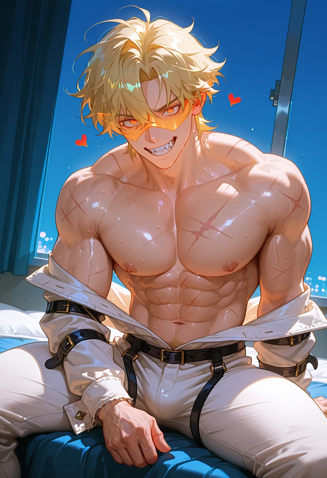 ((best quality)), ((masterpiece)), (detailed), perfect face, Len, Vocaloid, ponytail, short, muscle, muscular, ripped, shredded, jacked, swole, 8 pack, v line, twink, twunk, big arms, big pecs, alpha, alpha male, athletic, jock, veiny arms, veiny muscle, dark skin, darkened skin, stripper, stripper pole, big bulge, big crotch, gigantic bulge, unbelievably huge crotch, massive package, boxers, shorts, erotic dancing, night club, gay night club, showing off, orgasm, bulging muscles, bulging pecs, bulging arms, swollen muscles, huge muscle, veiny arms, sweaty, cute, young, short, moaning, blushing, turned on, horny, lustful, gasping for air, aroused, in heat, whore, slut, slutty, gay, yaoi, soaking wet, wet body, splashed with water, drenched, moaning, underwear, grabbing at crotch, grabbing bulge