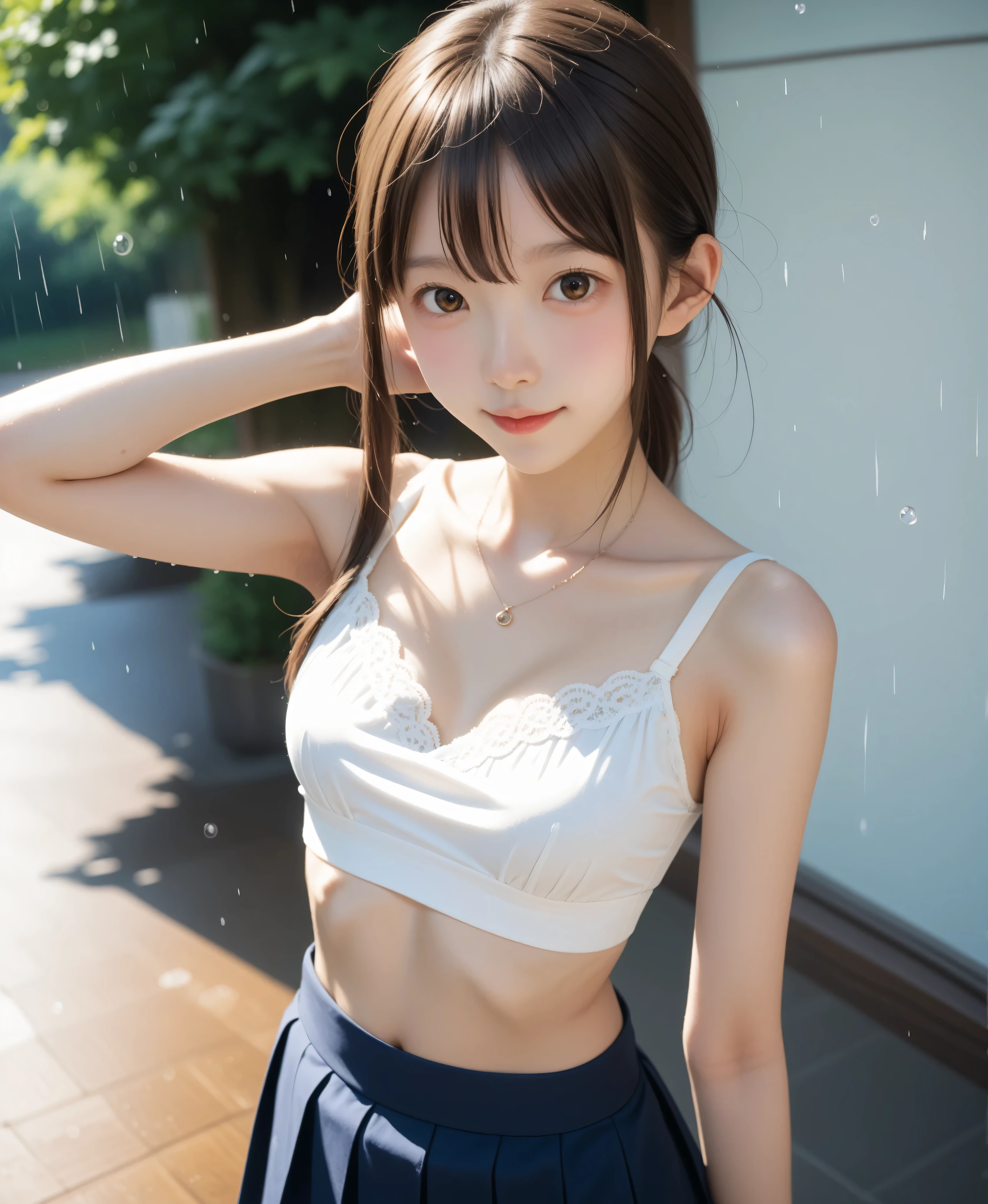 8k,(RAW photo),(best quality, masterpiece:1.2), (realistic, photo-realistic:1.25), ultra high res,
(13yo), very cute 1girl, kawaii,  (smiling), (loli:0.5), (loli face:1.4), (plump body:0.9), (little:1.25),


(nude:1.1),

(embarrassed:0.1), (full-face blush:0.1), 
(flat chest:1.1),

in street, form below, 
free pose, 
cowboy shot,

(short hair:1.2), parted bangs, dark brown hair, 
Glossy Skin, clear white skin, 