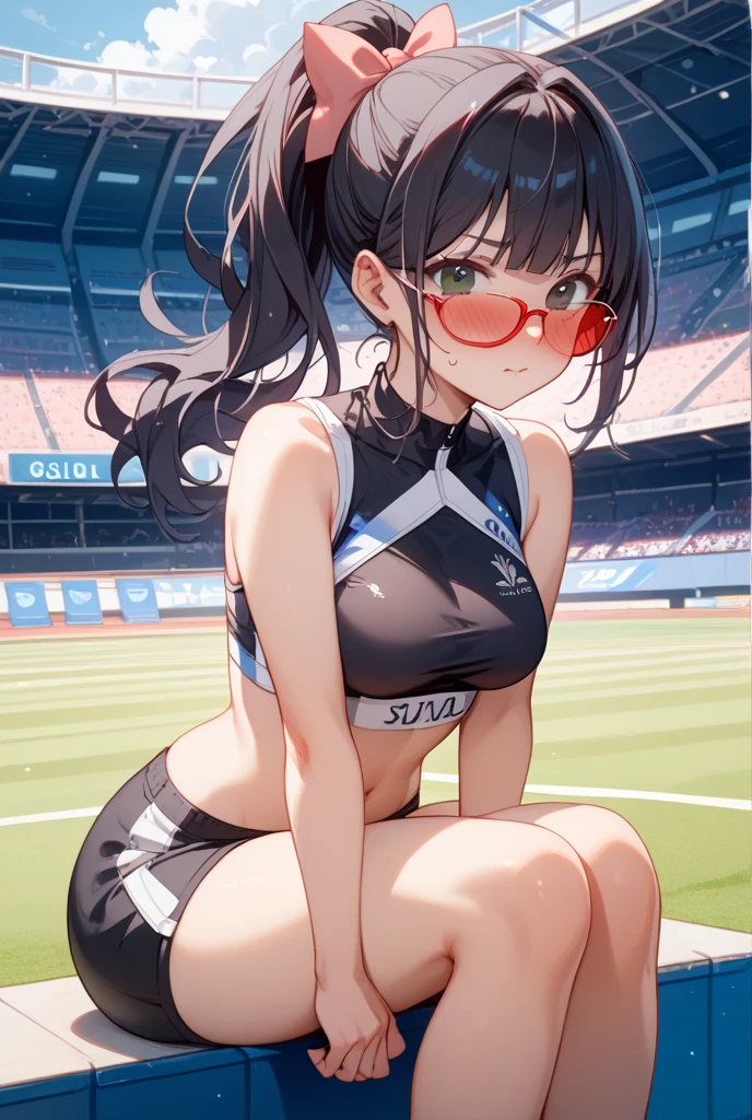 Land、arena、athlete、beautiful mature woman、Landscape、Thigh emphasis、adorable face