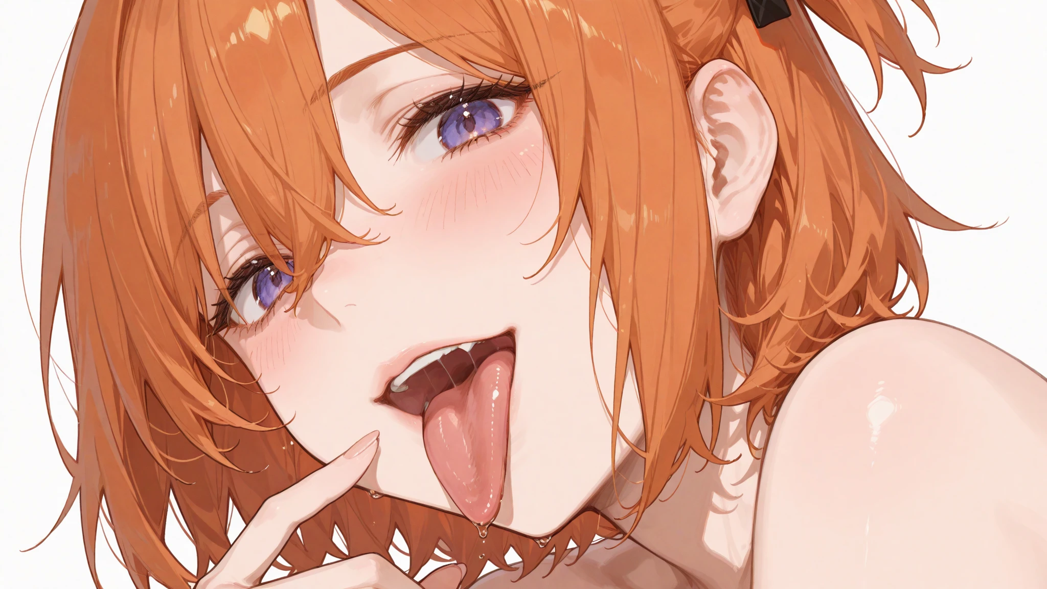 score_9, score_8_up, score_7_up, source_anime BREAK, 1girls, Nami, orange hair, long hair, 1boy, licking penis, bedroom, standing, kneeling, blush, nude, big breasts, nipples, faceless male, male face out of frame, netorare, large penis, penis on face, looking at viewer, from above, pov, tongue out, open mouth