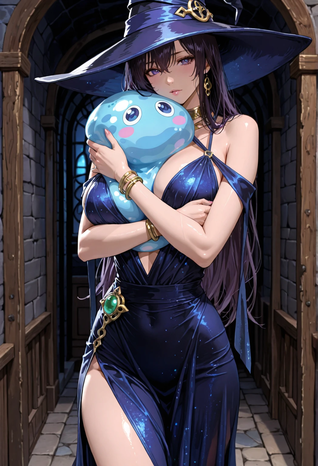 Highest quality,masterpiece,Very detailed, 8K,Beautiful Japan woman at 32 years old:1.5, Small face, Black Hair, (Detailed glamorous light blue and blue magical girl heroine tentacle suit:1.5), Ecstatic expression、 Breast Augmentation Surgery, Very detailedな臭い脇の下