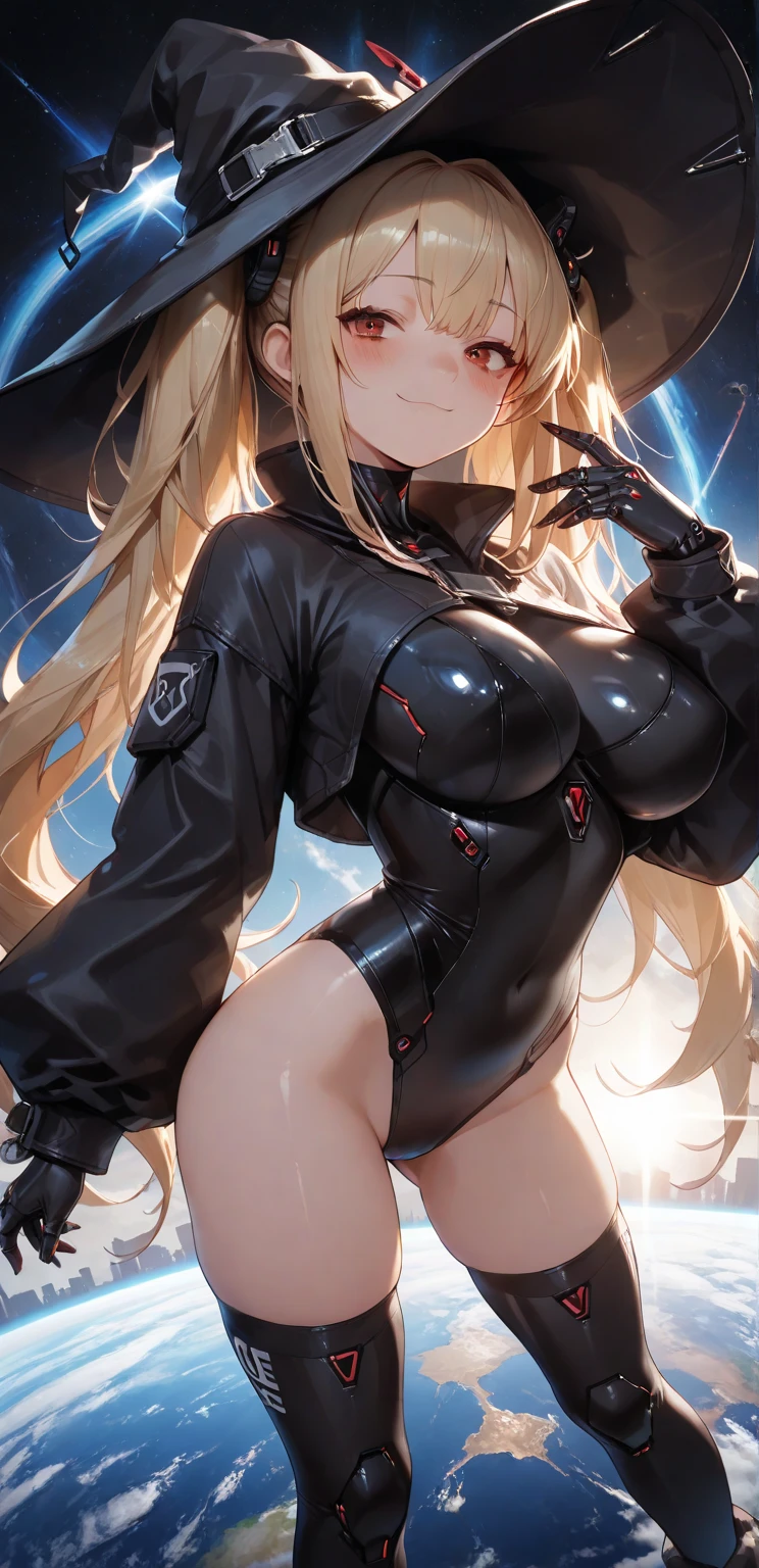 1girl in, hight resolution, lightblue hair, Very long hair that goes down to the knees, Black pitchy suit, Bangs twitch, Tsuriformes, bullish, High-pressure eyes, huge tit, Raw feet, petite body type, Lyrical Nanoha, (Levi the Thrasher:1.5), Materials, Chibikko, Cheeky face, black cloak,