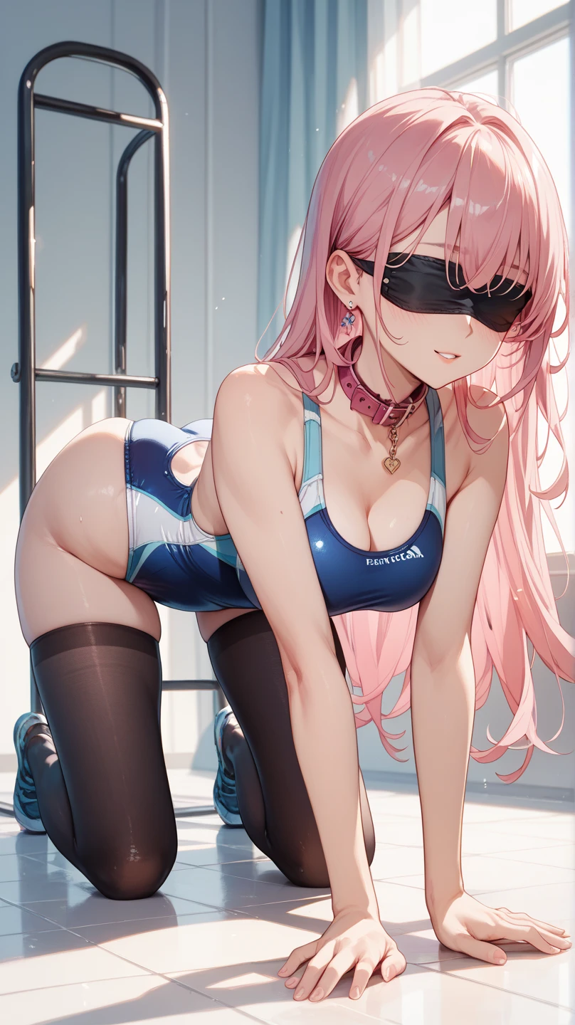 Long-haired anime girl sitting on bed，Wear red stockings, Anime manga girl,Silent，Anime barbie wearing white bikini, Silent，surreal school girl, surreal school girl, smooth anime cg art, Anime girl squats, Silent，Squatting anime beauty, A white bikini，Detailed pubic hair.Silent，Silent，gag、Spreader                  _port、skin indentation、BDSM，yoke:1.21),