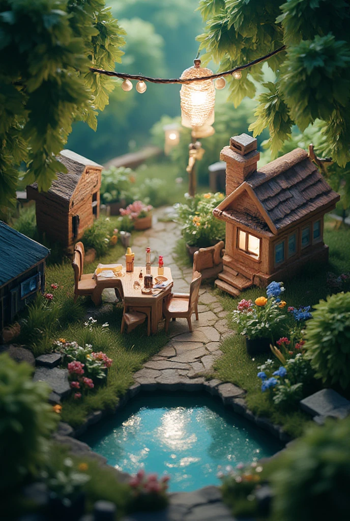 fairy tale picture book，mid-air，Ultra-wide angle of view，Fairy tale town，Many  houses，Iris，a plant，high high quality，16K resolution，（Best quality），（tmasterpiece），ultra - detailed，Detailed details，ultra - detailed，ultra real photo，Overclocked renderer，Accurate