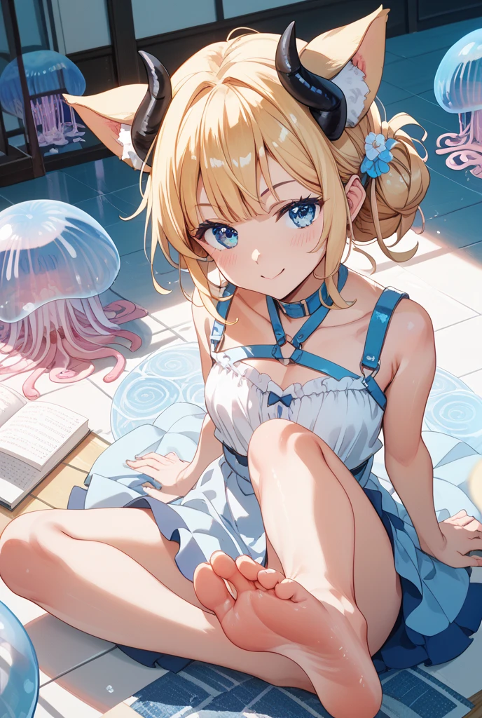 a beautiful 20 year old blonde woman with big messy hair in a blue dress, white stockings, black headband, cleavage, fantasy art style, rossdraws cartoon vibrant, alice x. zhang, alice in wonderland cyberpunk, cute detailed digital art, colorfull digital fantasy art, digital fantasy art ), glossy digital painting, rossdraws pastel vibrant, rossdraws 2. 5, rossdraws 1. 0