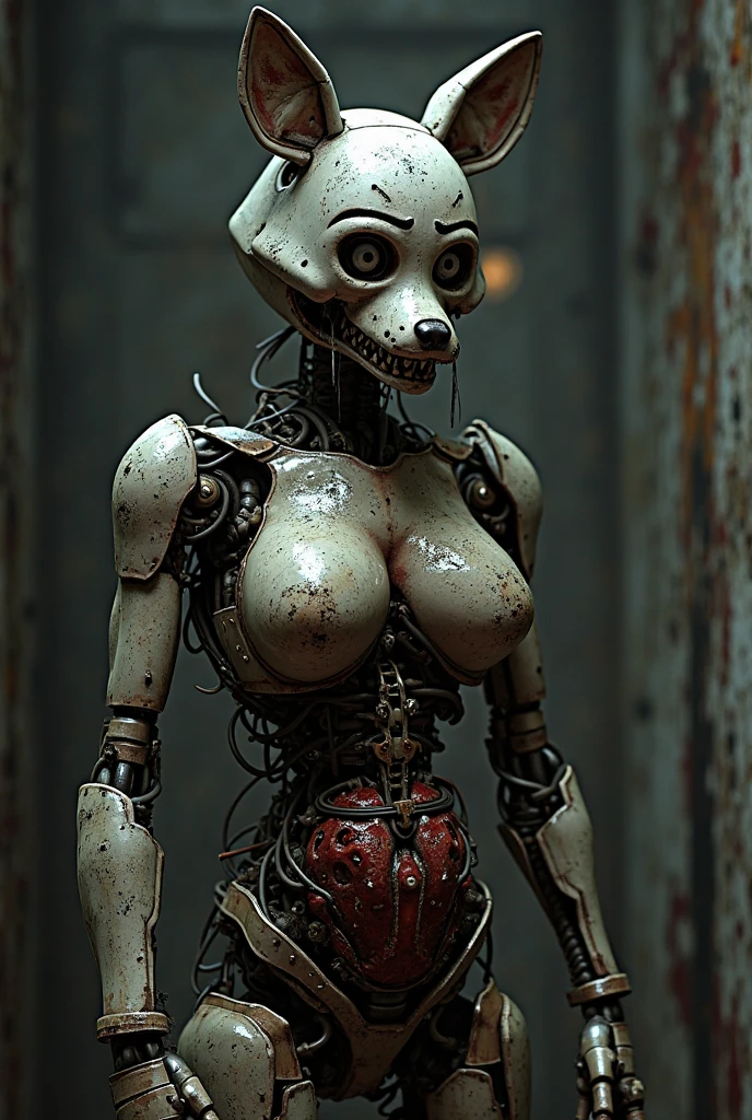 melhor qualidade, alto_Resolution, Ulzzang,Bonitinho,museu mecha, zumbi,tiro de vaqueiro, NSFW, sagging breasts:1.5, seios enormes,mechanical arms:0.3, professor,Post-apocalypse, skull,professor