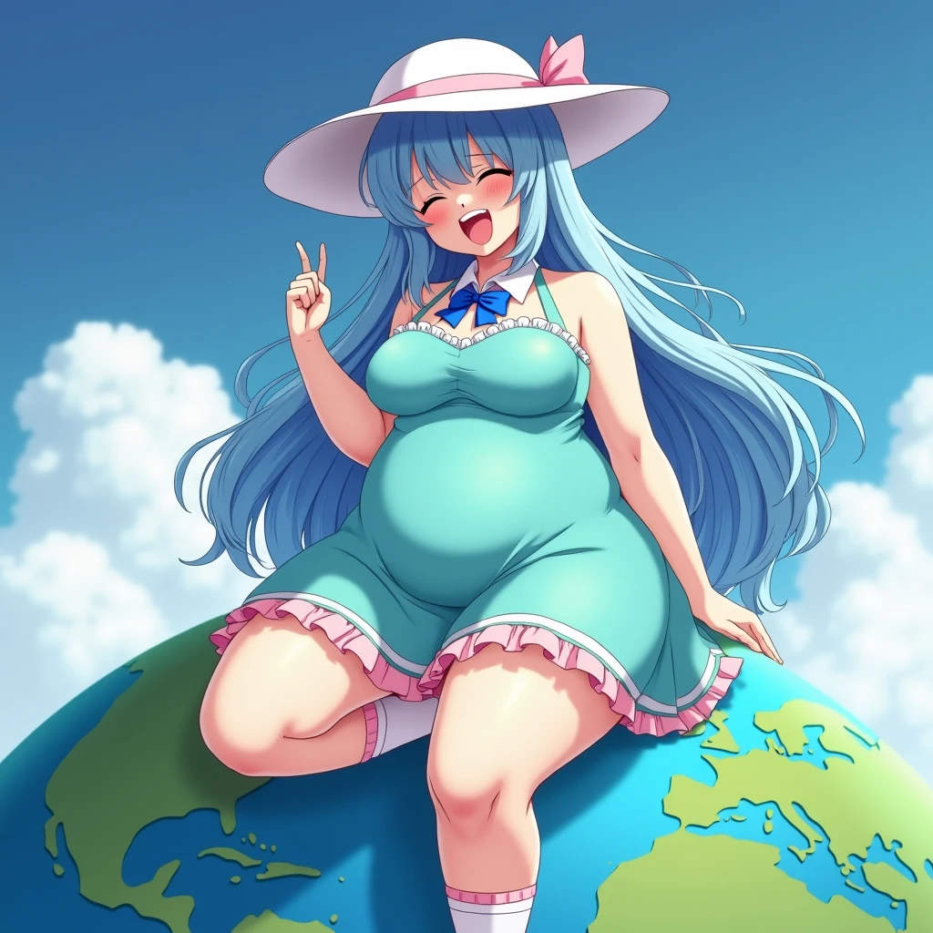 Giant maiden,Moe two-dimensional style,Pregnancy status,Round belly, Huge breasts, Thick thighs, Thicc,Gaze at the bustling city, Lying down, Glasses, Full body