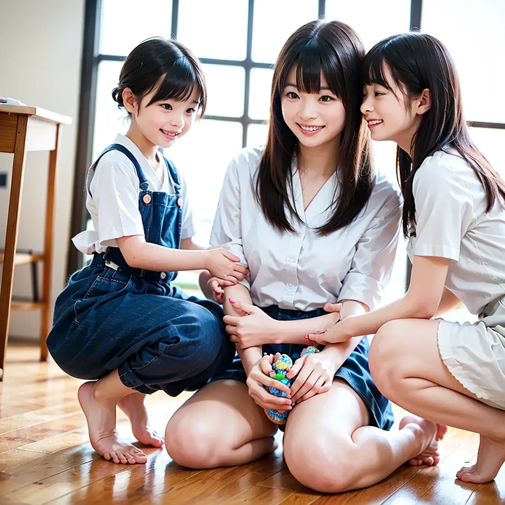 Ultra-realistic capture, Highly detailed, Skin texture must be natural, With such detail that pores can be finely identified. Skin should look healthy, In a uniform tone. Use natural light and color, masterpiece, (girl), (3 girls), ((twins fashion)), ((twins)), (clones), hug, ((female child)), ((toddler)), (((10 years old))), nude, ?????, (baby face), (nsfw)
