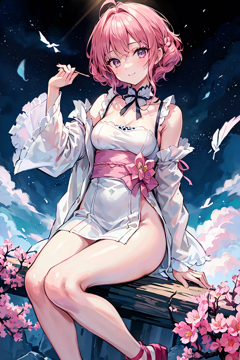 masutepiece, Best Quality, ultra-detailliert, finely detail, hight resolution, 8k wallpaper, Perfect dynamic composition, Beautiful detailed eyes, Women's Fashion, Very short hair, small tits, Natural Color Lip, Bold sexy poses, Smile, Harajuku, 20 years girl, Cute, Sexy shot looking at camera