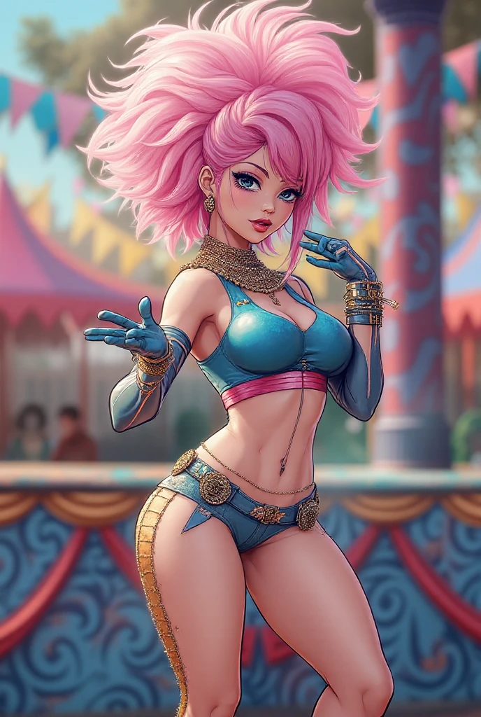 Plus_size, woman, curvy, purple_hair, pixie_haircut, green_eyes, glasses, rainbow_makeup, pansexual_flag_dress, rainbow_tights, jewelry, piercings, tattoos, full_body_view, parade, confetti, realistic, --auto --s2