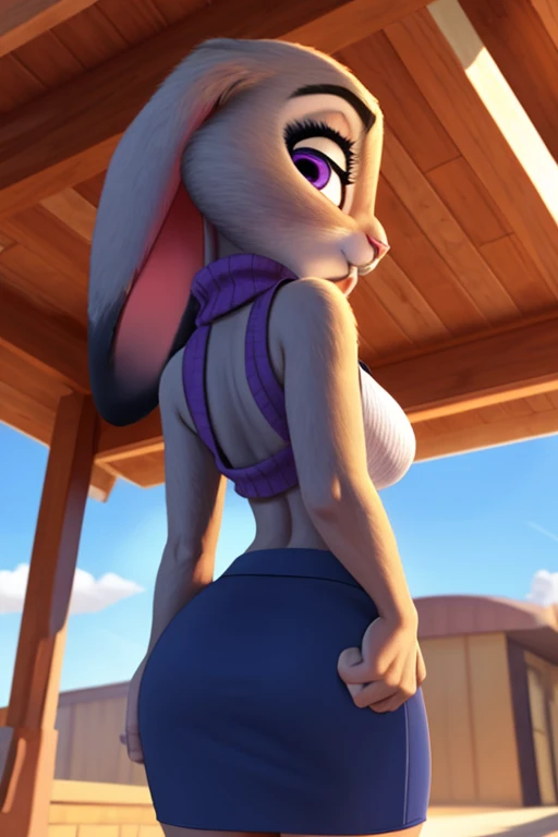 sandy-cheeks, purple bikini, in a strip club