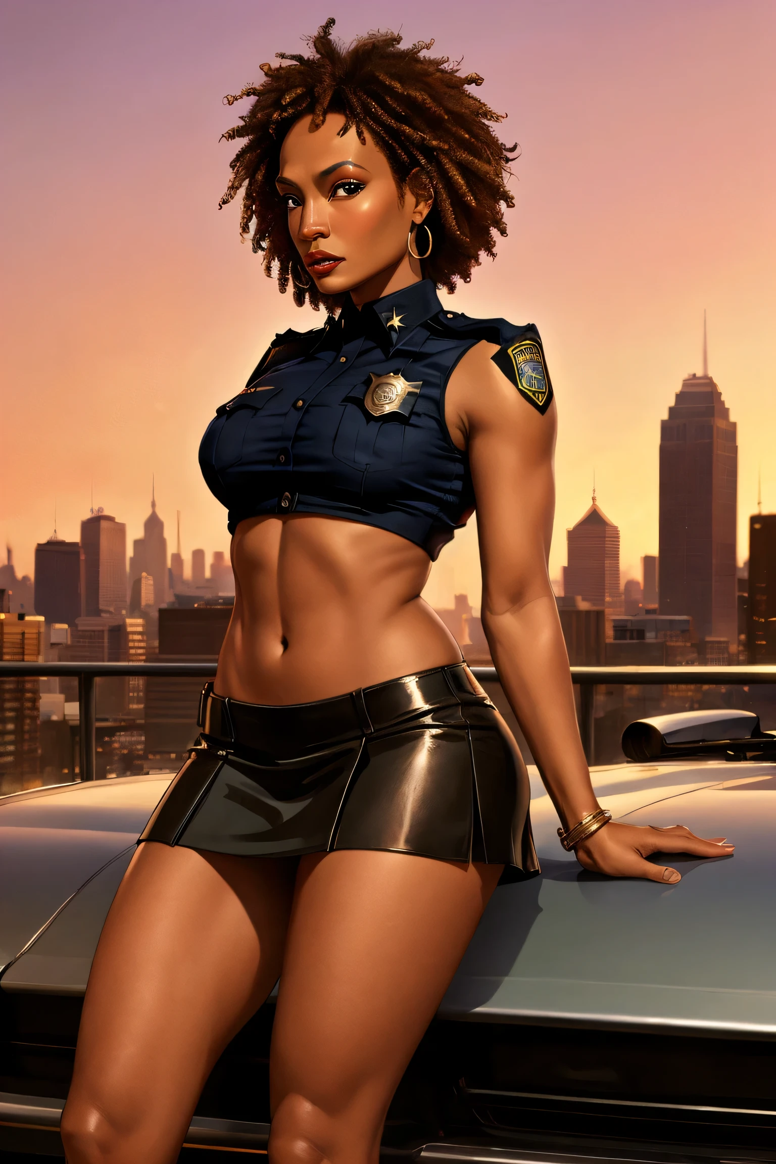 obra prima, melhor qualidade, ((only one woman,)) ((viola davis, dark black skin,)) looking over shoulder at me, big grin with dimples, ((wearing hunter green coarse grain leather minidress, leather bomber jacket, jacket has padded shoulders, jacket has stiff high collar,)) (((long tits, shiny leather bullet bra, erect nipples under leather,))) body is very very skinny, skinny tight ass, ((sitting in luxury convertible car, arched shoulders, legs spread,)) (camera view above waist, back view of body,) shallow depth of field, highres, HD, 8k, anatomically correct