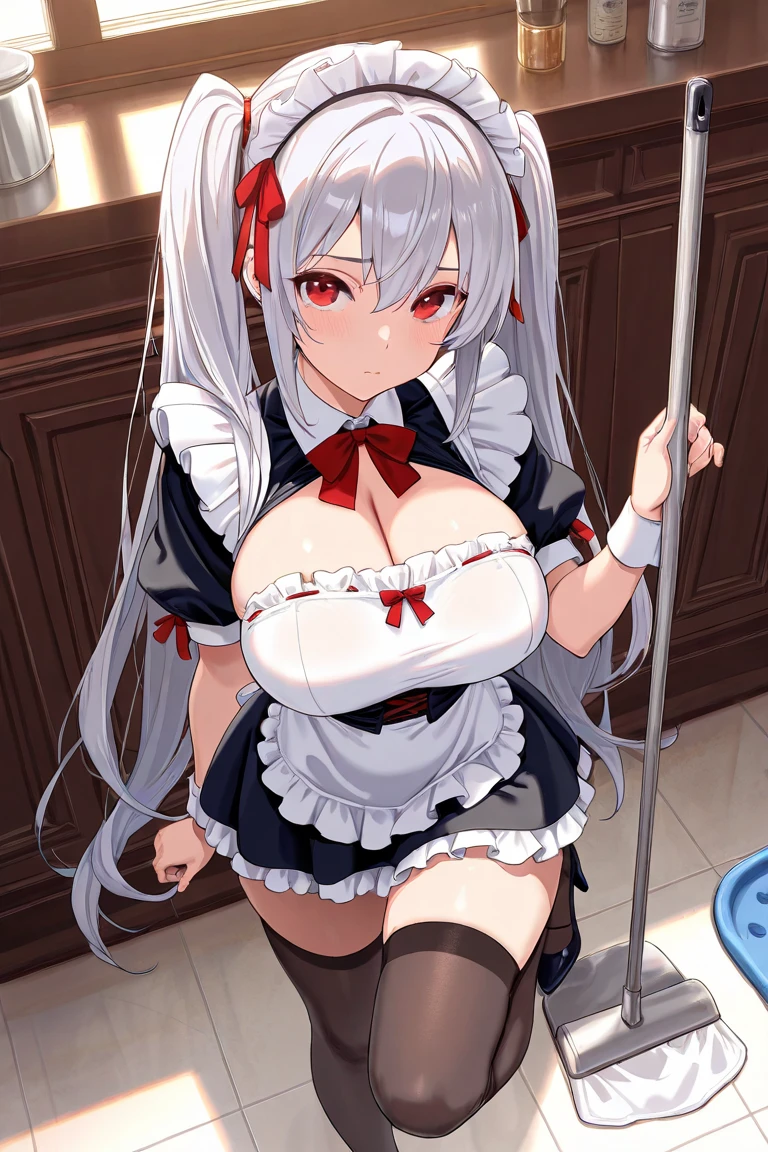 1girl, aegir \(iron blood's dragon maid\) \(azur lane\), azur lane \\\\\ masterpiece, best quality, very aesthetic, absurdres, newest \\\\\\ perfect anatomy, slim body, ,perfect hands, , , \\\\\\ by nyantcha,,by cutesexyrobutts,by khyle ///// white background, , , silvery white hair with a single prominent red streak , black horns, , , yellow eyes, drunk,, , big tits,,, heels,,splash art,