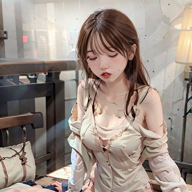 Highest quality, Realistic, Perfect Human Anatomy, Very detailed, Very delicate and beautiful, Raw photo, Professional Lighting, Illumination, Depth of written boundary, Single focus, whole body, Skinny Japanese woman, 30-year-old woman, Brown Hair, Small Head, Beautiful Eyes, True Face, Realistic skin, Fine grain, Lace Underwear,(((One person)))