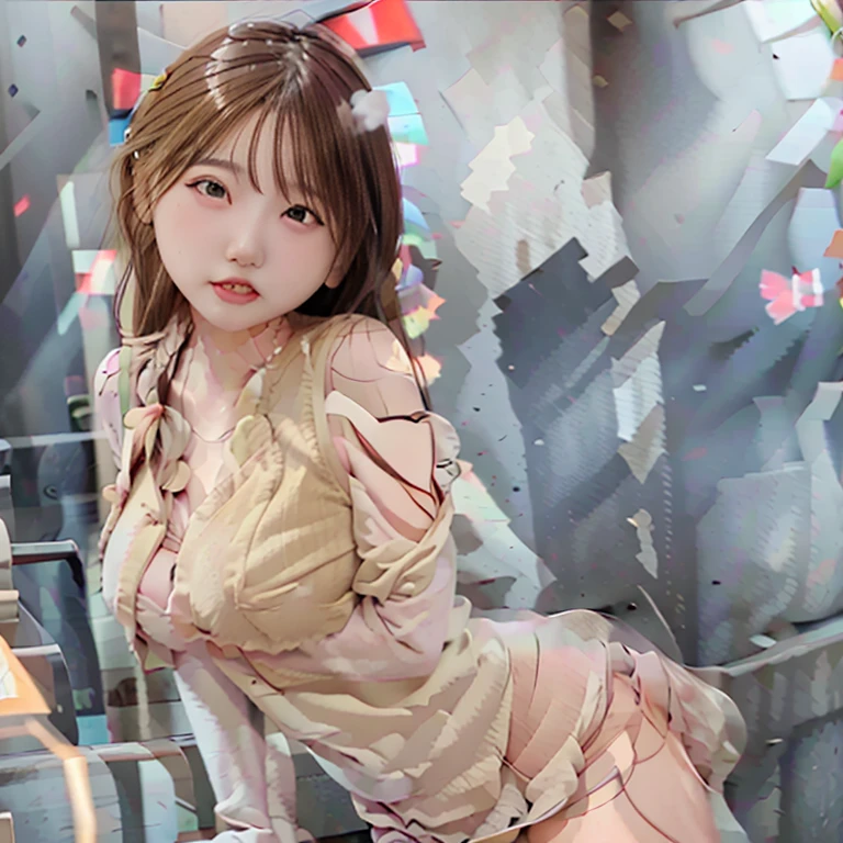 ((masterpiece)),(((Highest quality))),((Reference Sheet, Character Design, short hair, Facial Expressions)), 14-year-old girl, Cute type,  (Very slim:1.4),  (Very small ass:1.4), Realistic buttocks, Big Breasts, Short Bob, (Thin thighs, Long legs), ((Alice in Wonderland, wearing a large ribbon on your head,,,)), (NSFW:1.3)