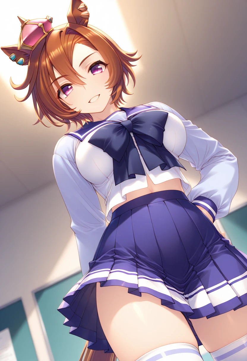 (((Pixel perfect, perfect in every detail))),(((Diameter-downward view of skirt,))), alone, one girl, Kosaka Honoka, (μ's idol dress), looking at viewer, smiling, μ's,Love Live! stage, singing, (Lifted Skirt 1.3), (Detailed Panties 1.3), (White Panties: 1.3), (Frilled Panties: 1.3),(Upskirt), (Cotton Panties), (Low angle) ,(Frilled Petticoat),blue eyes,orange hair,one side ponytail,short hair,(Spread Legs: 1.3)