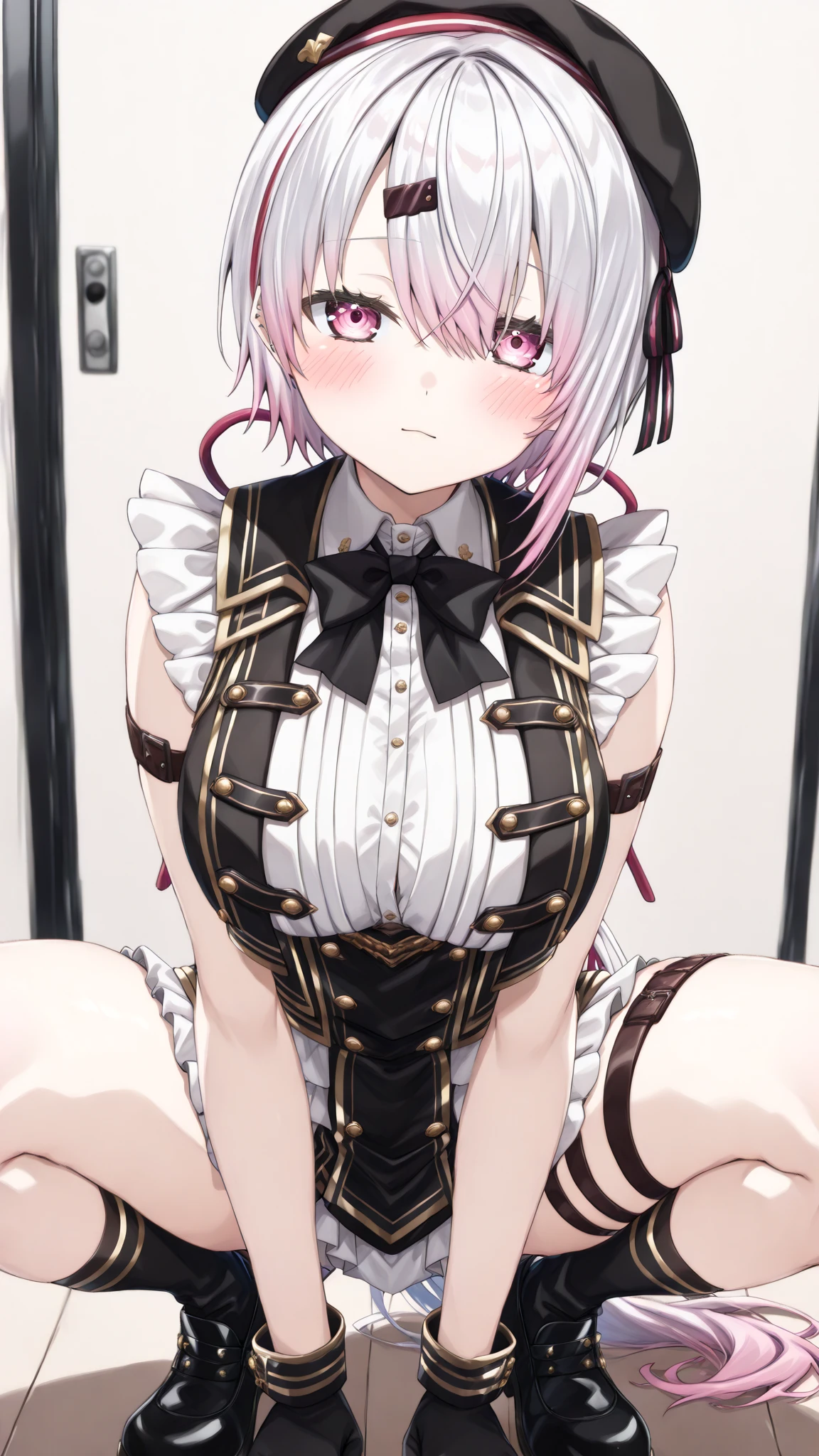 nsfw,((one man and one woman,having sex)),woman on top,((gangbang,3boys)),vaginal penis,bare chest,show off your nipples,linnie, bangs, (purple eyes:1.1), twintails, hair ribbon, pink hair, horns, black ribbon, demon horns,long sleeves, dress, ribbon, frills, puffy sleeves, black ribbon, juliet sleeves,Highest image quality,masterpiece