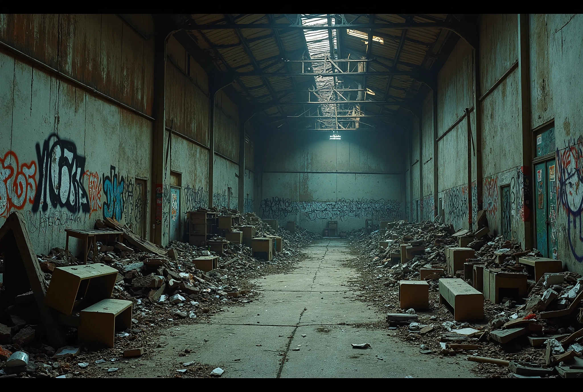 Empty, dark, dirty, toxic wall