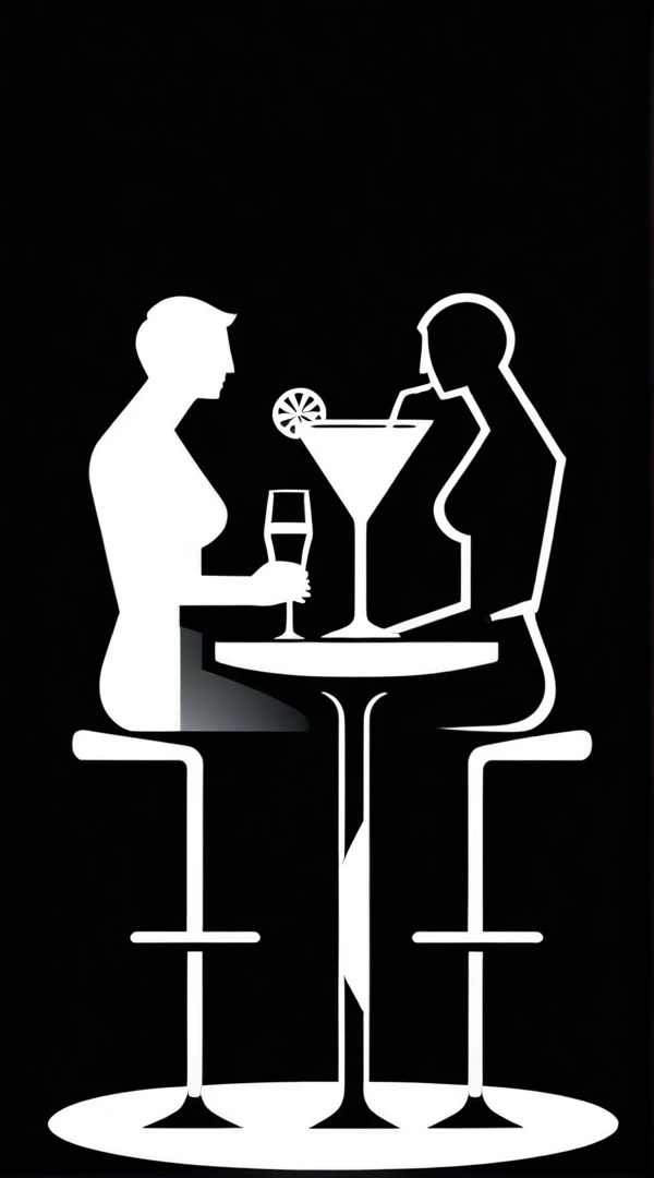 Mountains in Japan々Located deep in the mountains、A logo for a stylish dining bar. Two cute little fairies serving drinks at the bar. A cool design with depth and natural flair. Chic and modern design. Monotone background, pure white.