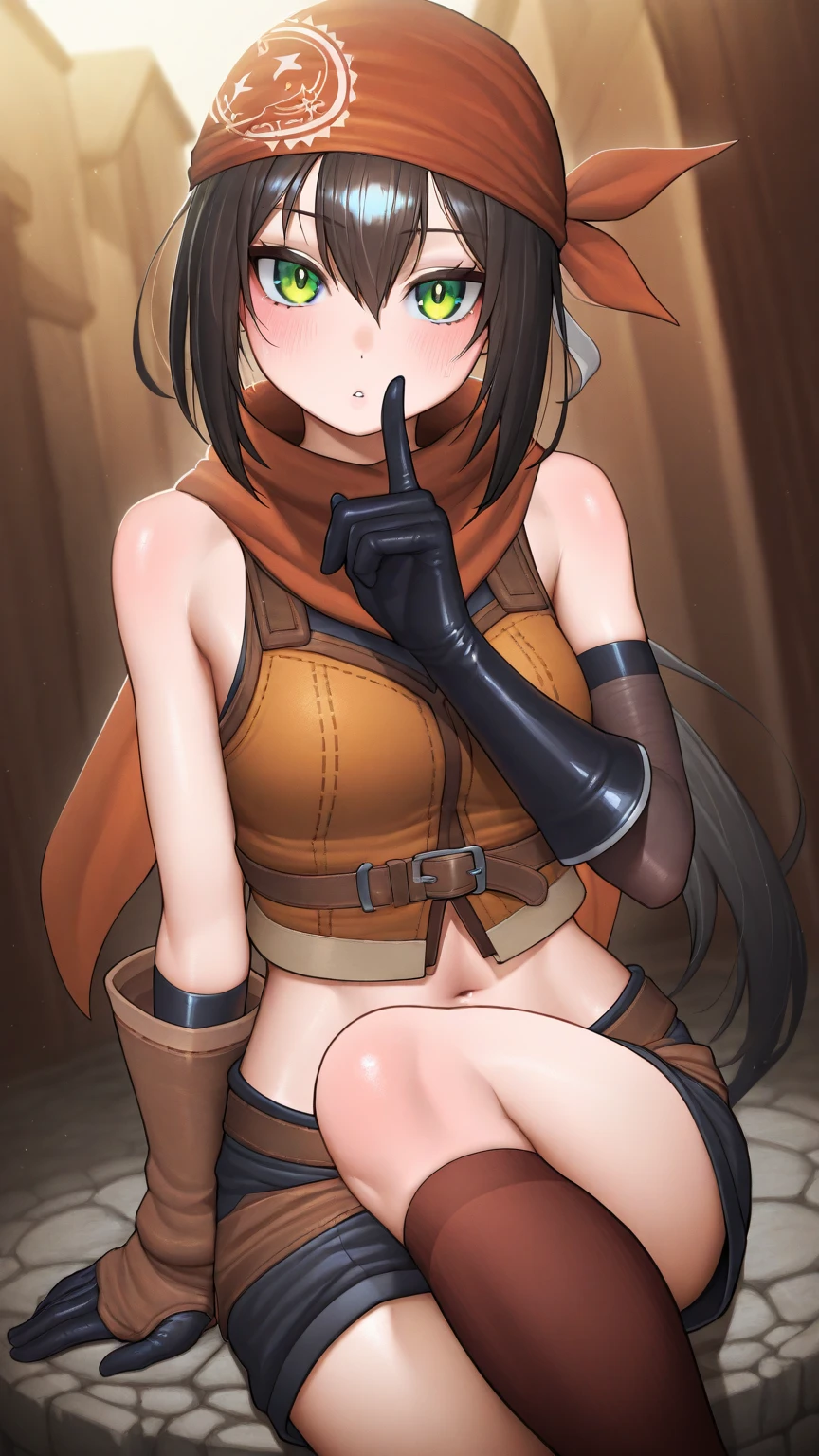 score_9, score_8_superior, score_7_superior, Kasumi from Dead or Alive, Black Ninja Crotch, Blue scarf, Young Woman, Long ponytail,Big nipples、Thick thighs、Thin、Feeling in the vagina, Bare nipples、Thick pubic hair、Small breasts, Creampie,,Peeing、in the forest