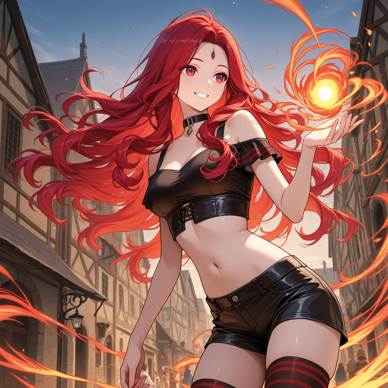 (masterpiece, top quality, best quality), ultra detailed, star(sky), scenery, starry sky, night, night sky, outdoors, cloud, milky way, ((gothic city on horizon far away)), ((red sky)), realistic, yellow eyes,
maximum hight colors, landscape, burning lava fields behind, smile, vampire fangs, big sky, brilliant colors, detailed toes, perfect toes, detailed feets, ((hell towers)), scorched trees,
demon girl, sitting, ((red demonic skin)), ((dark fantasy)), small breast, grim dark, hell landscape, ((small horns)), fantasy, ((glowing lava)), wet body, scoched plants, ((smile)), vamp teeths, ((fangs)), pierced nippets,