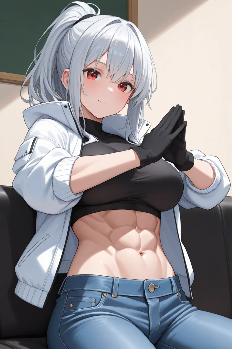 ((((masutepiece、top-quality、Long body、large full breasts、snow-white skin color、perspiring、fullnude、fullnude、fullnude、M-shaped legs、opens legs、Squatting posture、ssmile、Shorthair 3.0、Silvery hair、lyin in bed、Split abs、Seductive look、Wearing sweat、A look of shame))))、Silvery hair、(((White eyes、Gray eyes)))、(((((Beautiful abs、long legged))))),((((de pele branca)))),(()),Whole human body、(((Shyness)))、Realistic skin type、an anime girl、Detailed Digital Anime Art、A seductive anime girl、extremely detailed art germ、a hyperrealistic schoolgirl、Ilyakukvshinov、Smooth Anime CG Art、Ultra Realistic Woman、ig model、ArtGerm、Photorealistic anime girl rendering、digital anime art