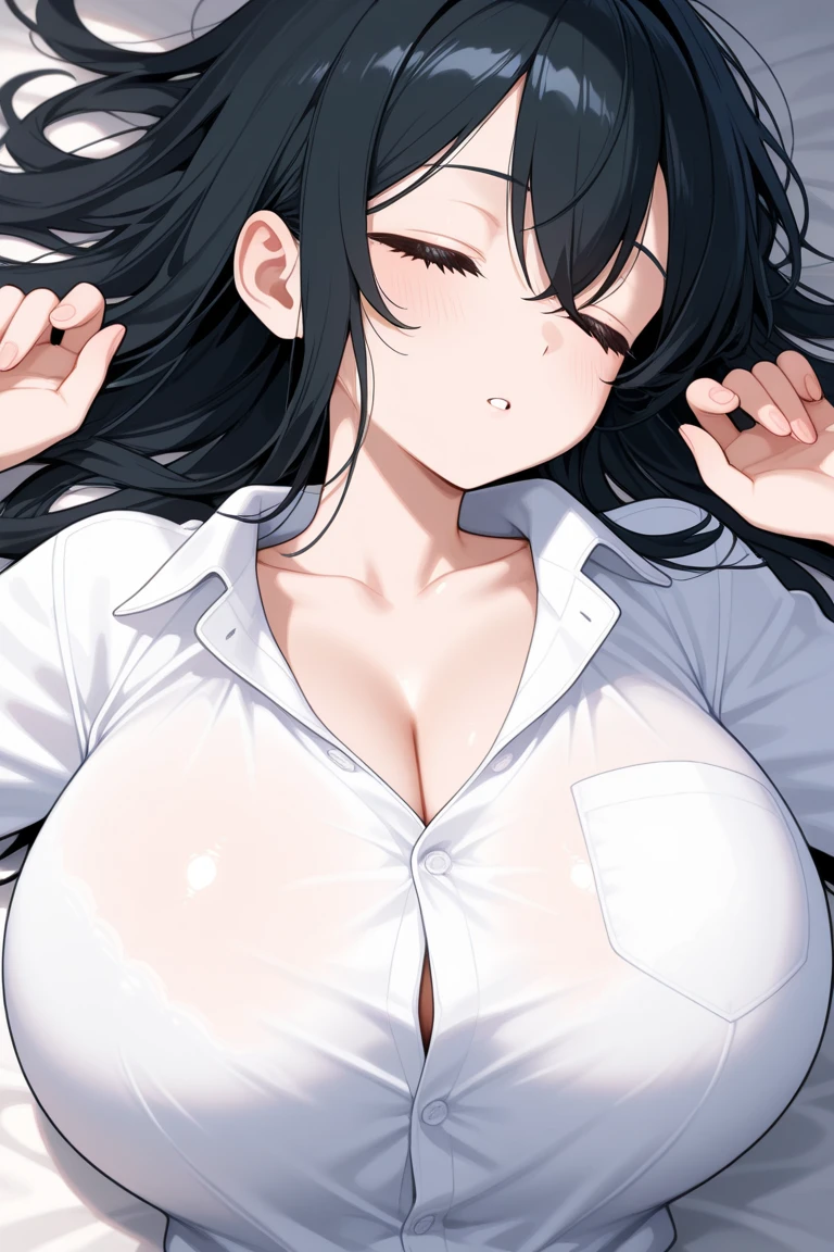 （（super high quality,Ultra-high resolution,4K,8k,super masterpiece,Ultra HD ,Detailed shading））,Full body photo,Angle from a high ceiling,Lying in bed,A seductive mother,popped collar White shirts,Tight collar,Long sleeve,BLACK Pencil Skirt,Black Hair,Penis insertion,Sex,Glasses,Place your hands behind your head,足を広げてSex,Ahegao,blush,Sweaty,semen,Drooling,Pearl Earrings,Pearl Necklace,