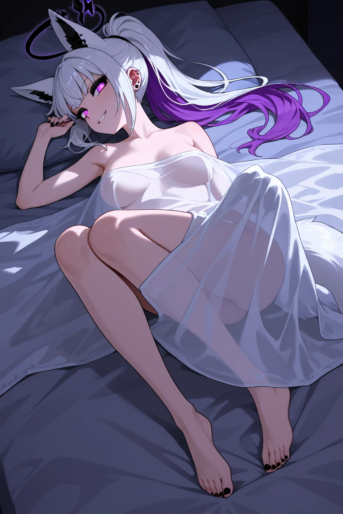 Reshiram,furry,Chest 87,Waist 57,Thigh 86,Good resolution,lying on the bed,Maid bikini set,Good light and shadow details,shade,sexy body,blushing