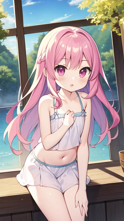 1girl in、AS-Adult、Underwear、Cute underwear、sexy underwear、Upper body portrait、A pink-haired、