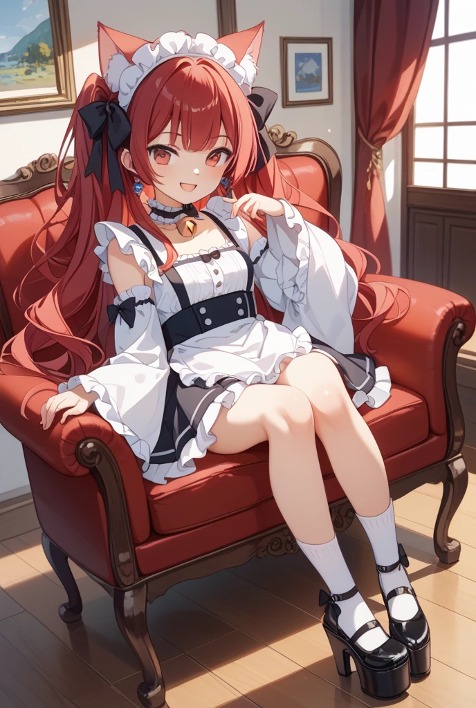 (kureiji ollie:1.2), (( 1girl)), trending on artstation, intricate, beautiful detailed eyes, ((masterpiece:1.5)), ((ultra detailed:1,5)), ((superb quality:1.5)), multicolored hair, perfect anatomy, smile, shiny skin, sit on the chair,