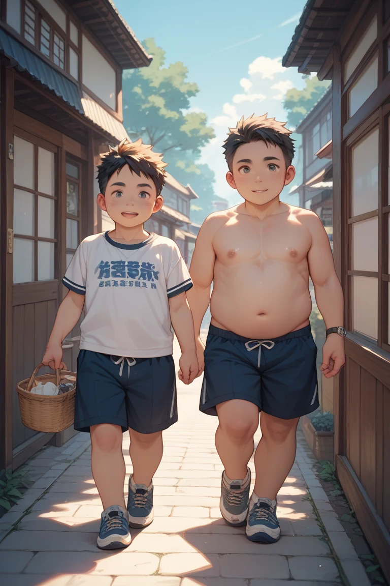 masterpiece、8K、ぽっちゃりとfat man、fat man、a man with a plump body、naked man、GMDP 、penis, (Ejaculation) buttocks、Sweat、Erotic、anime