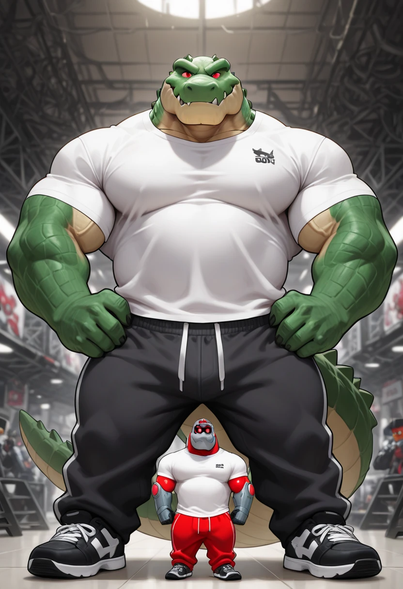 Machoke (Pokemon), Male machoke, red wrestling singlet, massive crotch bulge, covering crotch, spreading legs, has to pee.