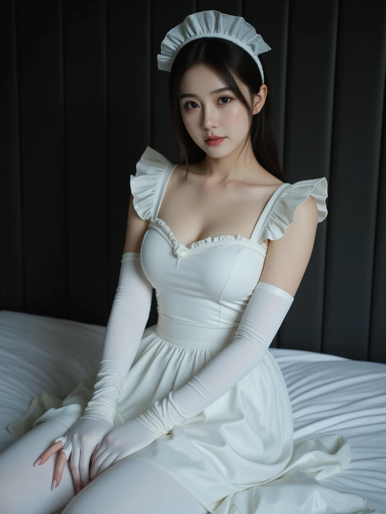 (photo realistic:1.55), <lora:akio:1>, masterpiece, best quality, detailed, blurry, depth_of_field, blurry_background, blurry_foreground, 1girl, gloves, white_gloves, dress, motion_blur, photo_\(medium\), solo, white_dress
