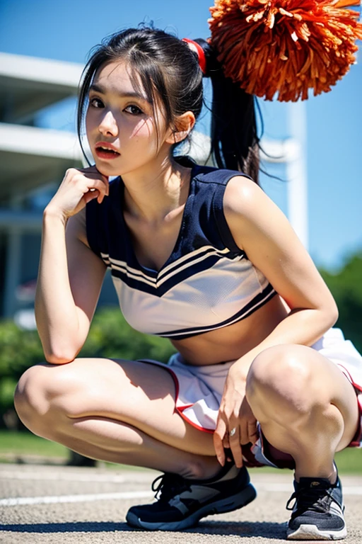 Symmetrical face、cute beauty、A smile,spread m_legs