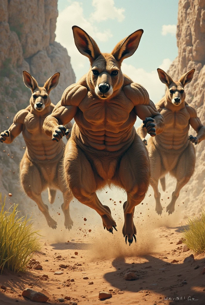 3 Brown naked furries doing the human centipede