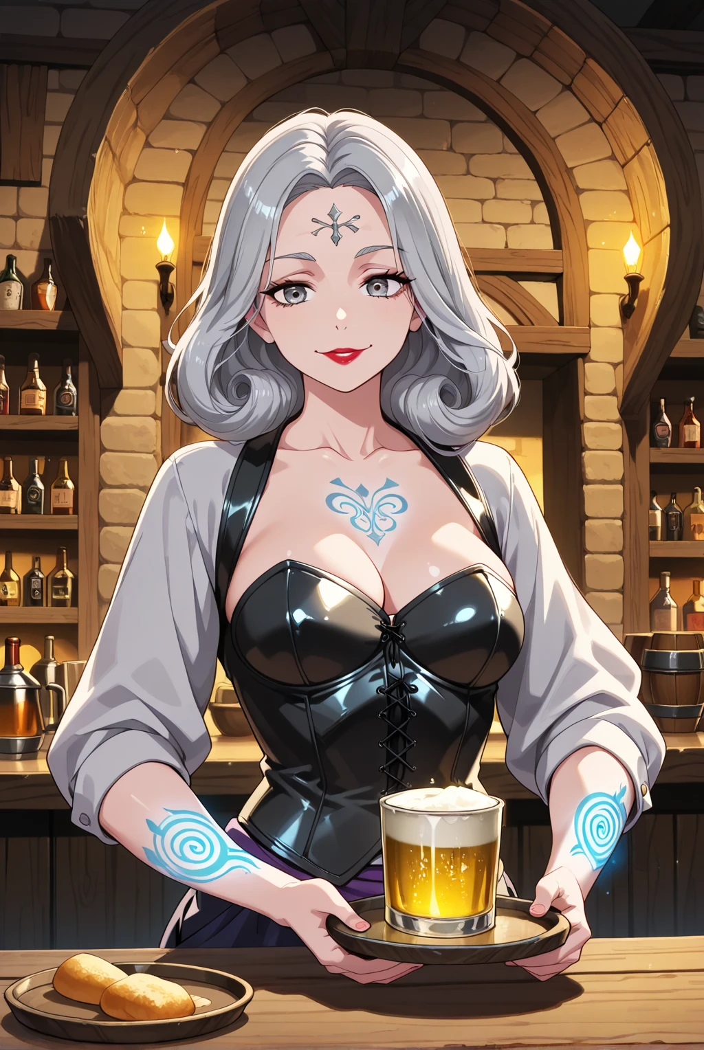 Trixie, violet eyes, white colored hair, hairlong, big breastes, closeup face, at the table, Candlelit dinner, champagne, wine glasses, candle lights, A big smile, light dress