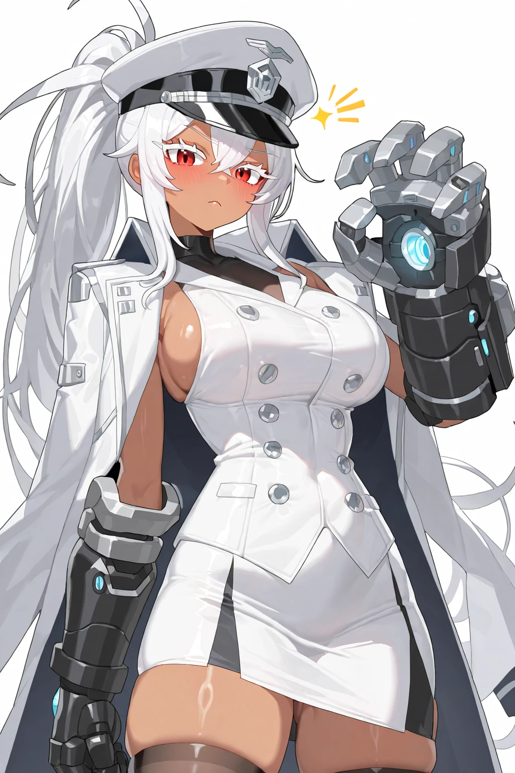 Very detailed, clear, beautiful body, Beautiful nose, Beautiful character design, perfect eyes, perfect face, very high, 4k, Beautiful legs, perfect legs, good hand, perfect hand, Masterpiece, best quality, haveรายละเอียดสูง, illustration, nonsense, perfect anatomy, street fighter, doll set, Chadaloo Doll, doll set, expressionless, empty eyes, look at viewer, red gloves, Emotionless, black Latex, corruption, mind control, female warrior, full body, hypnotized, ความมึนงงที่ไม่haveความสุข, full body suit, Ribbed bodysuit, Both arms are at the sides., obey, perfect woman&#39;s body, extremely glossy Latex, hypnosis, Hipnolora, empty eyes, mind control device, Poses, give up_Pose, slave, standตัวตรง, stand, stand at attention, have, necktie, belt, Latex, Ribbed bodysuit, thigh high, garter belt, fighting posture, Extend your right arm away from your shoulder into the air with your hand straight., soldier, thigh boots, 1 girl, hair accessories, Gray hair, long hair, gray eyes, (((Pixel Perfect, perfect detail))), alone, 1 girl, Todou Kirin, Asterisk War