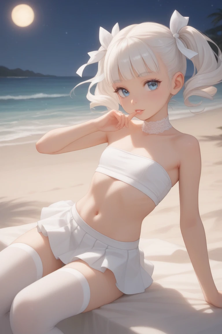 anime girl in a bikini on a pier by the ocean, realistic bikini, clothing: bikini, 3d anime girl, render of a cute 3d anime girl, Smooth anime CG art, Pause, , フルPause, Live2D Virtual Youtuber Model, in the sea, Wearing a swimsuit, 淫らなPause, ビーチでPauseをとる