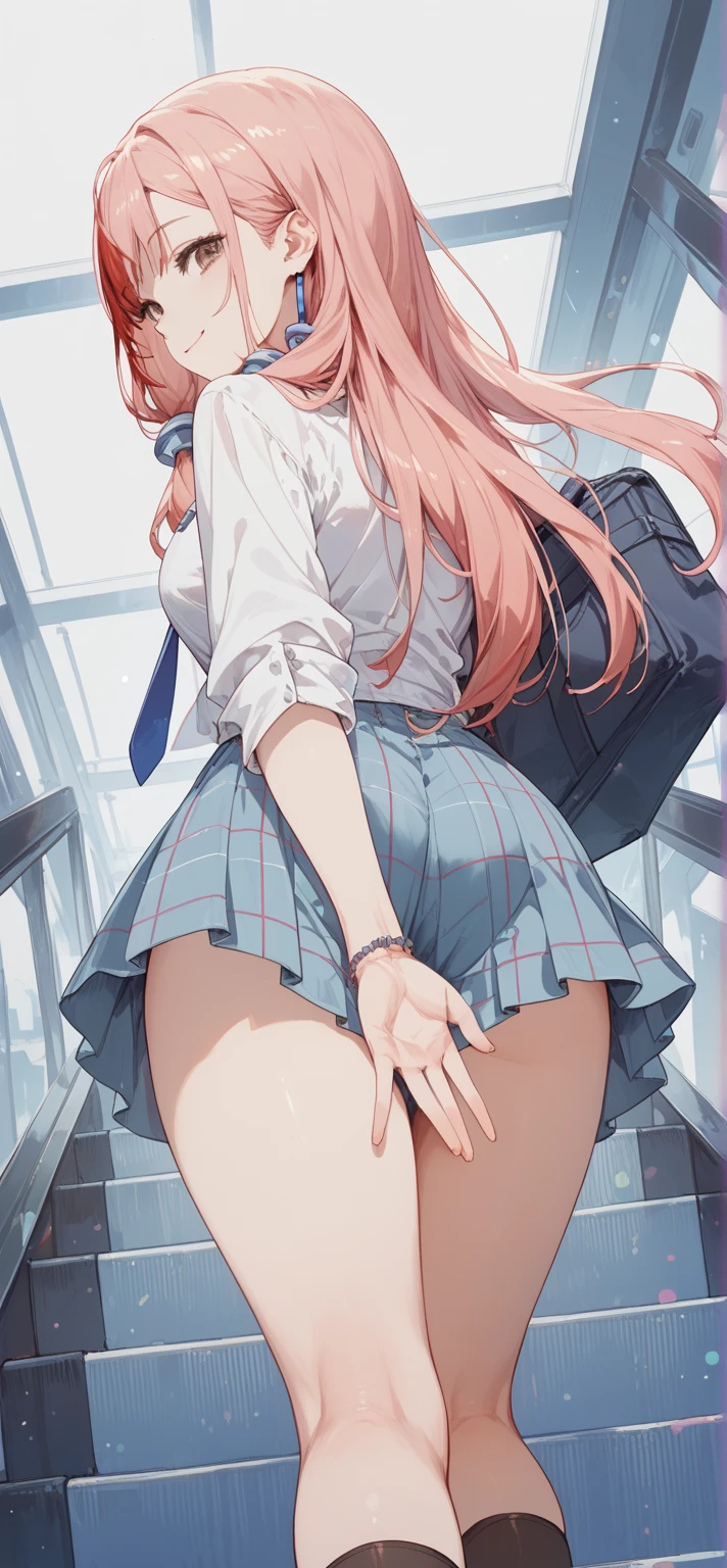 (masutepiece, Best Quality:1.2)、realisticlying、Cute、kawaii、digitalart、Innocent 18 year old girl、(Girl on a crowded train)、(Stand at the door)、(Girl looking out the door backwards)、(Hands on the window glass)、huge tit、Plump、serafuku、sailor dress、sailor uniform、Navy blue pleated mini skirt、white panties、(white socklack loaferlack school bag on the floor、Brown hair、voluminous straight long hair、shinny hair、(backs)、(View from behind)、full bodyesbian、(from below:1.4)、ass focus、(panty shot)、looking away、Curiosity々Smile at