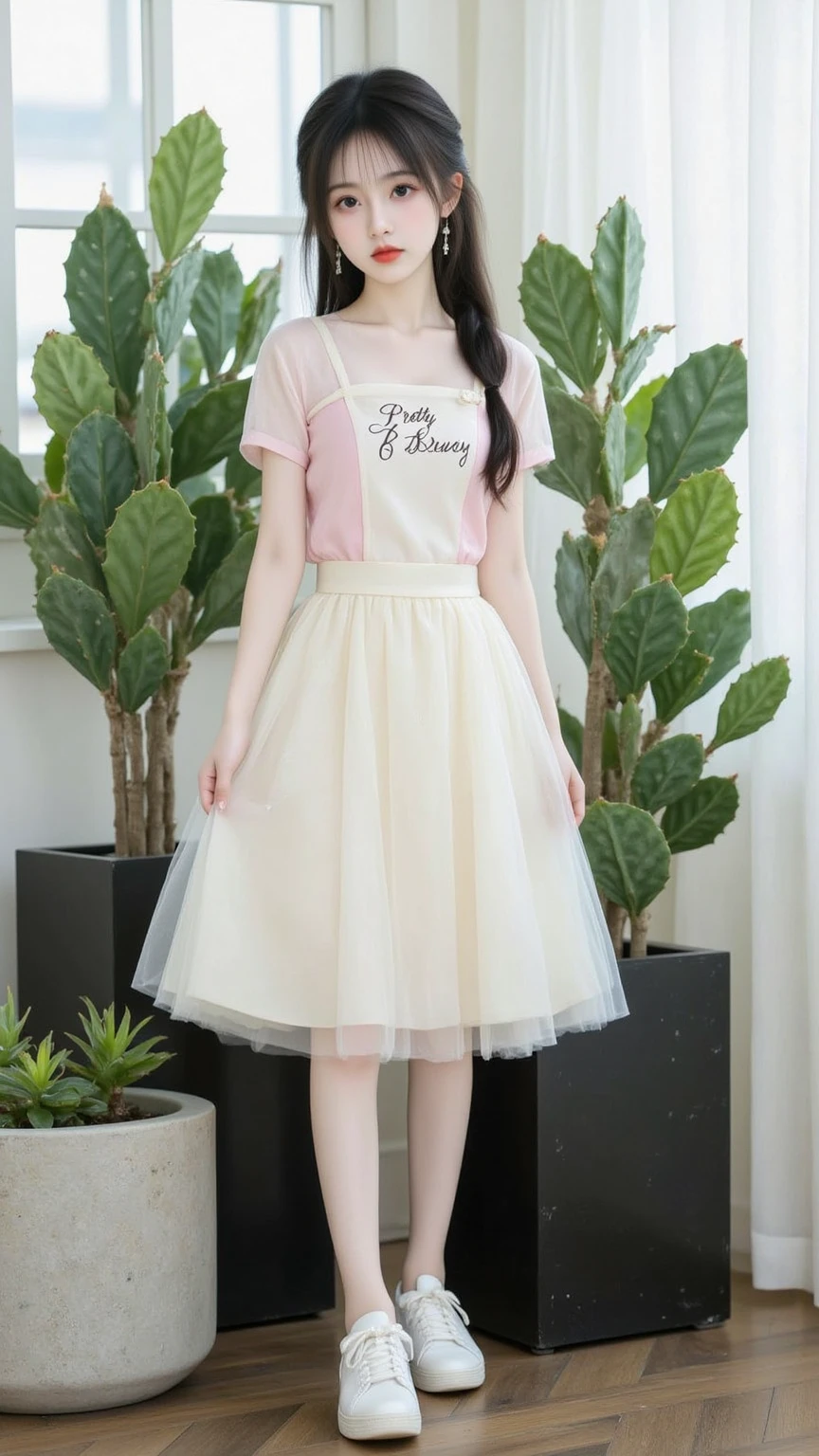 Childrenswear outfit,a skirt,Lace,Bow knot,Layered skirt,Pink miniskirt,yellow-tops