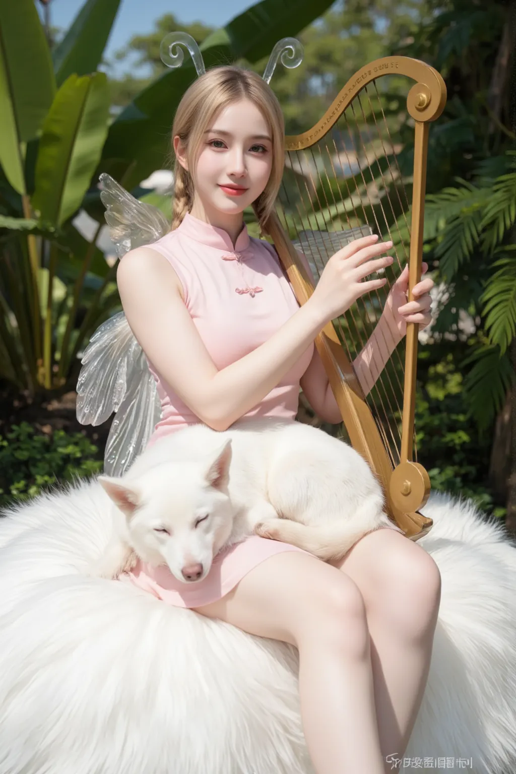 ((Highest quality)), ((masterpiece)), (detailed),Half dog, half rabbit、cute、Angel